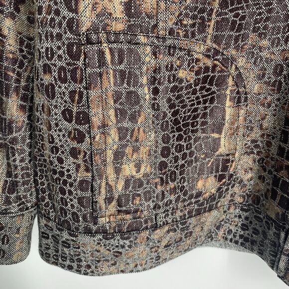 Chico's Jacket Women's Large Reversible Full Zip Jacket Reptile Print Gray - Picture 7 of 10